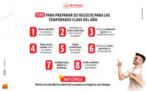Infografía con tips para preparar su negocio para temporadas clave del año.
